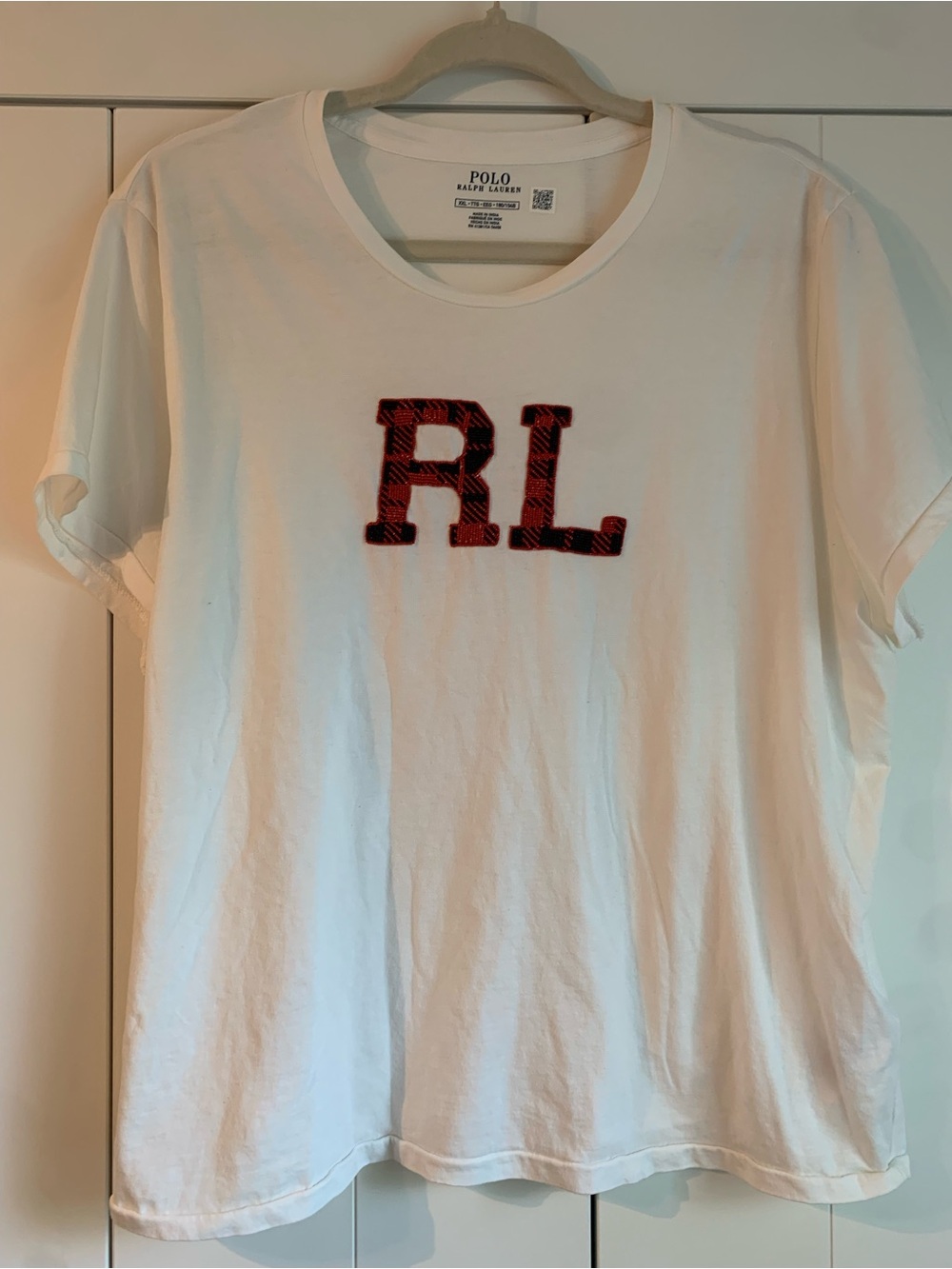 Polo Ralph Lauren Buffalo Plaid Beaded Logo T-Shirt Size XXL‎